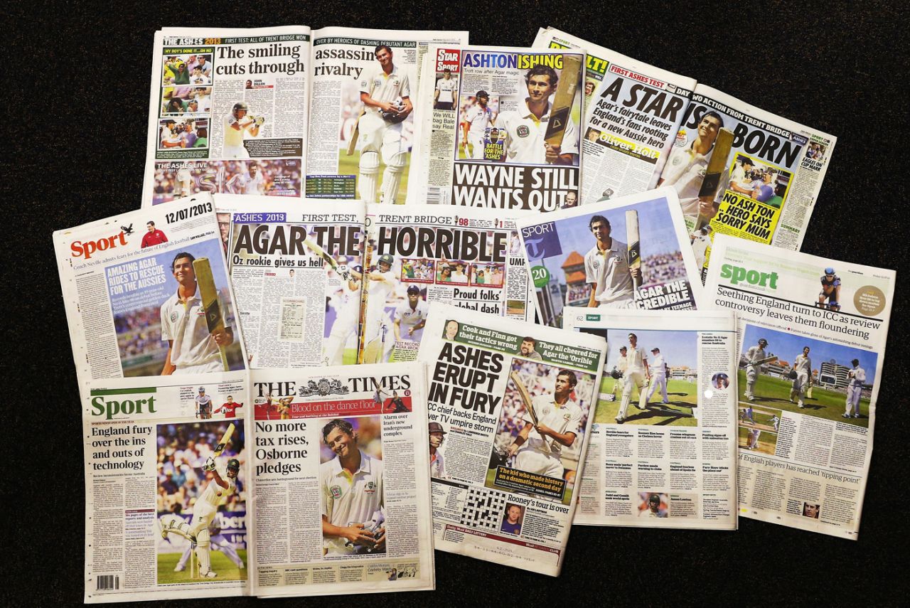The newspapers are full of Ashton Agar's 98 on debut, Nottingham, July 12, 2013