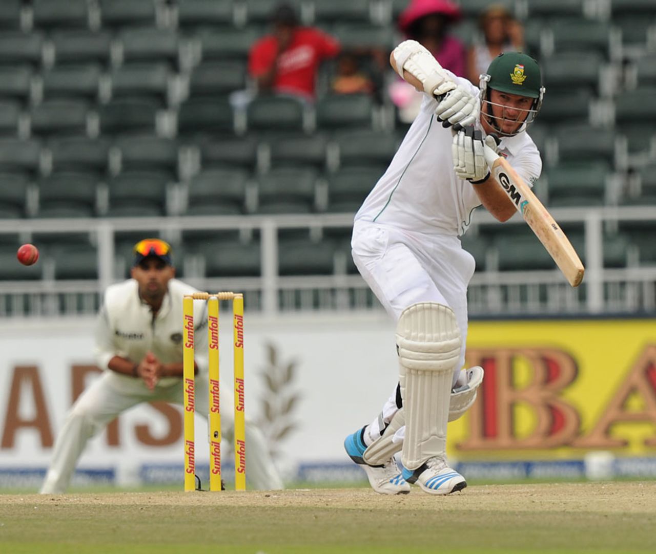Graeme Smith targets the leg side, South Africa v India, 1st Test, Johannesburg, 2nd day, December 19, 2013