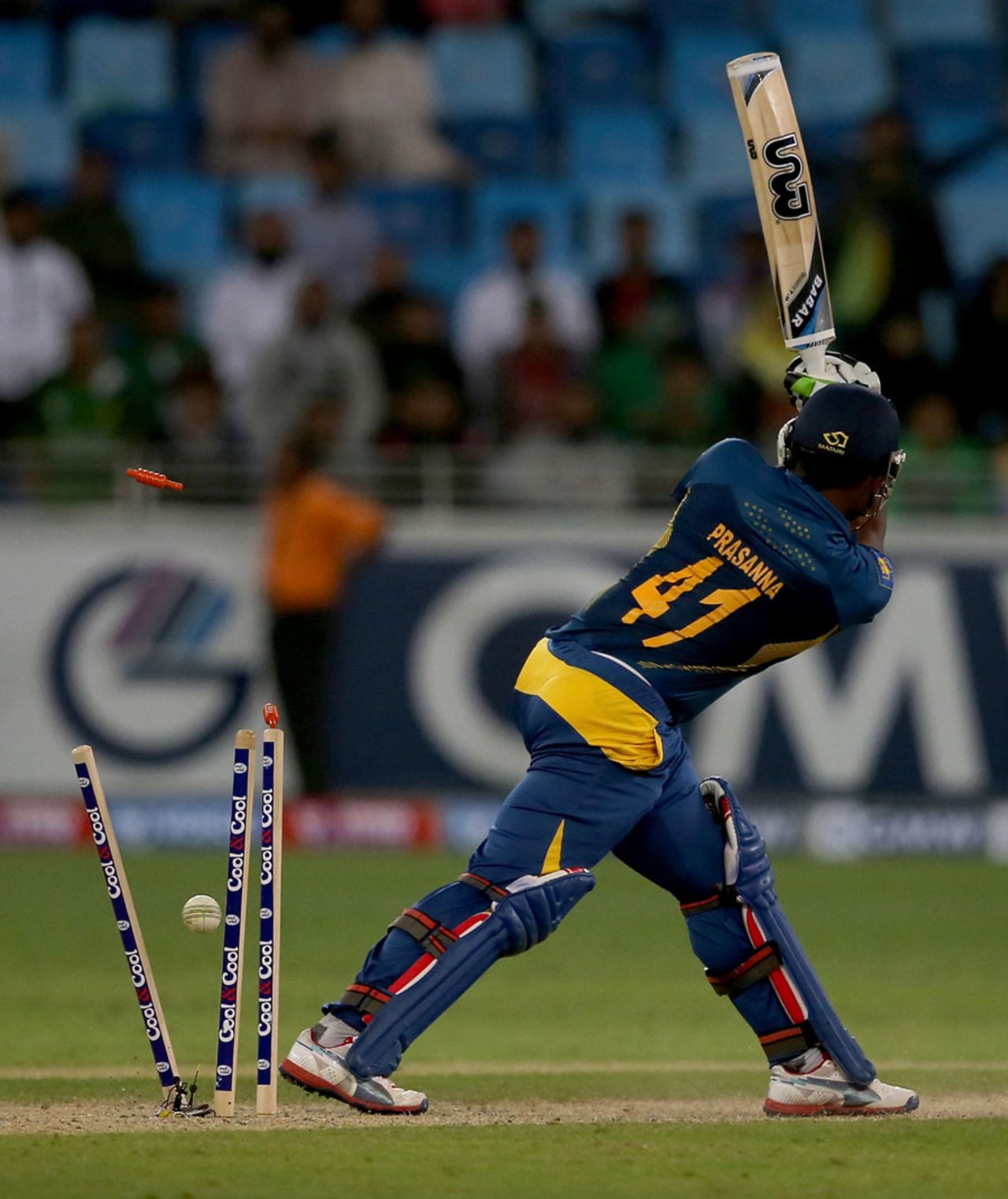 Seekluge Prasanna was bowled for 6, Pakistan v Sri Lanka, 2nd ODI, Dubai, December 20, 2013
