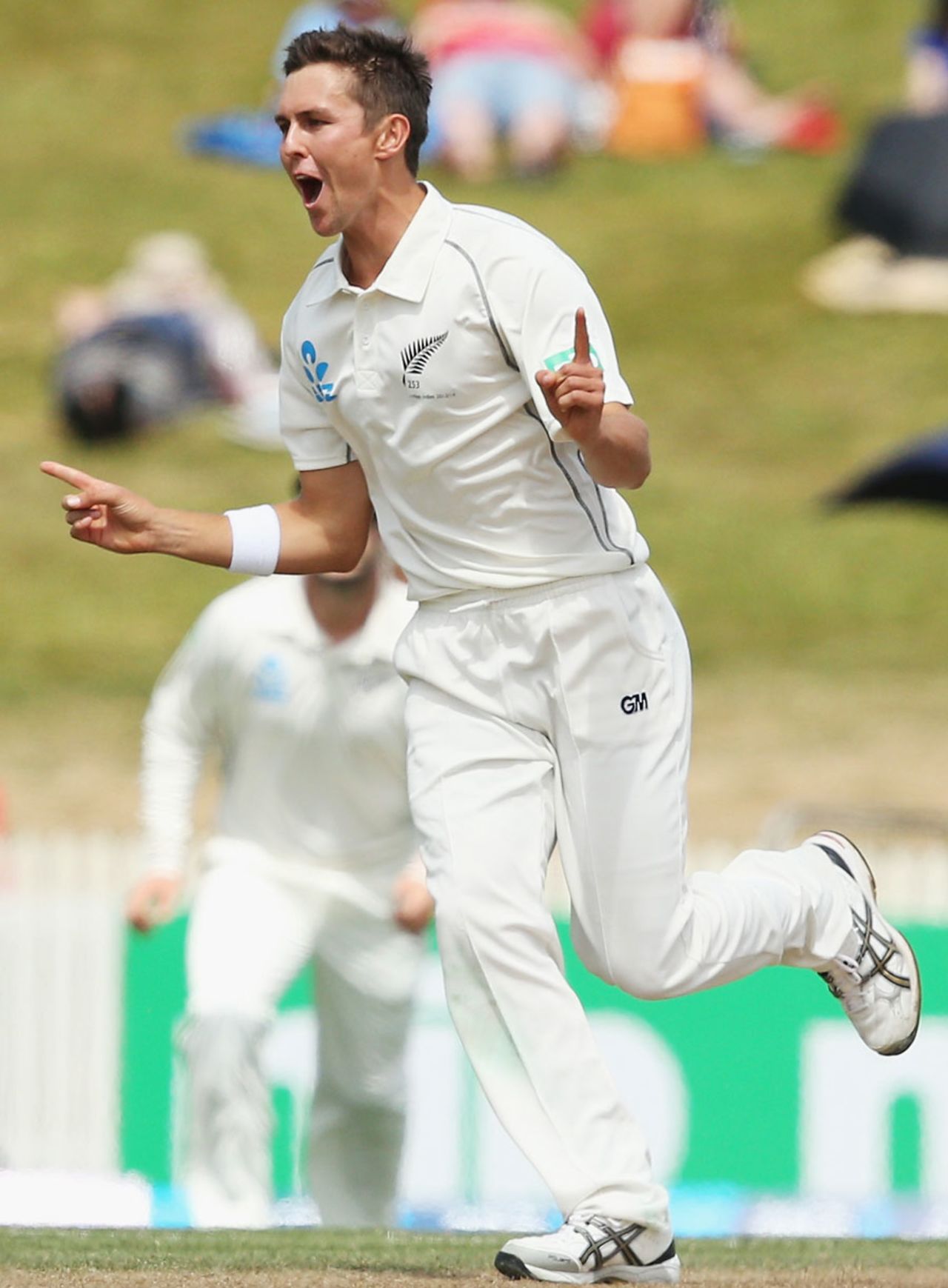 Trent Boult is ecstatic after picking up a wicket, New Zealand v West Indies, 3rd Test, Hamilton, 3rd day, December 21, 2013