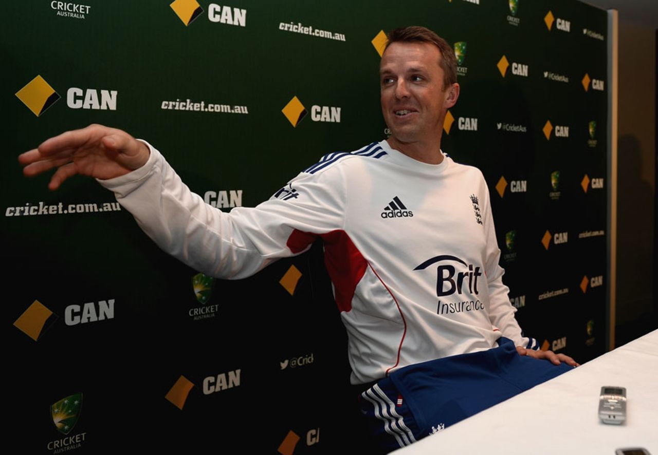 Graeme Swann at a press conference announcing his retirement from international cricket, Melbourne, December 22 2013