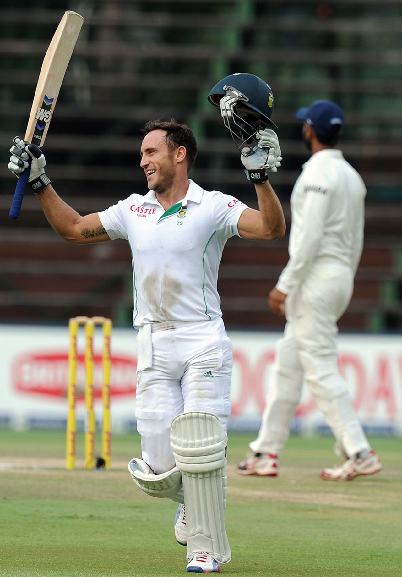 Faf du Plessis reaches his century, South Africa v India, 1st Test, Johannesburg, 5th day, December 22, 2013