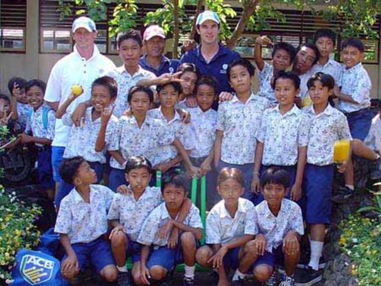 Charlie Burke & Mark Sanders with Jakarta school children