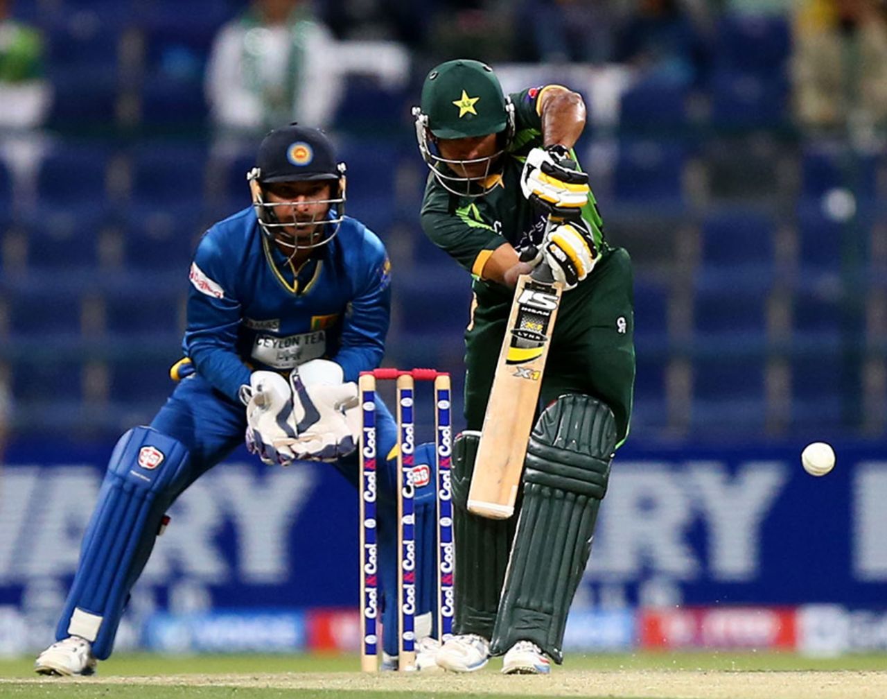 Mohammad Hafeez plays down the ground, Pakistan v Sri Lanka, 4th ODI, Abu Dhabi, December 25, 2013