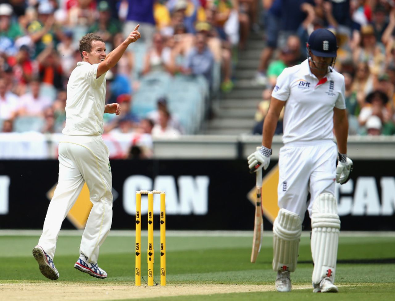 Peter Siddle had Alastair Cook caught at slip, Australia v England, 4th Test, Melbourne, 1st day, December 26, 2013
