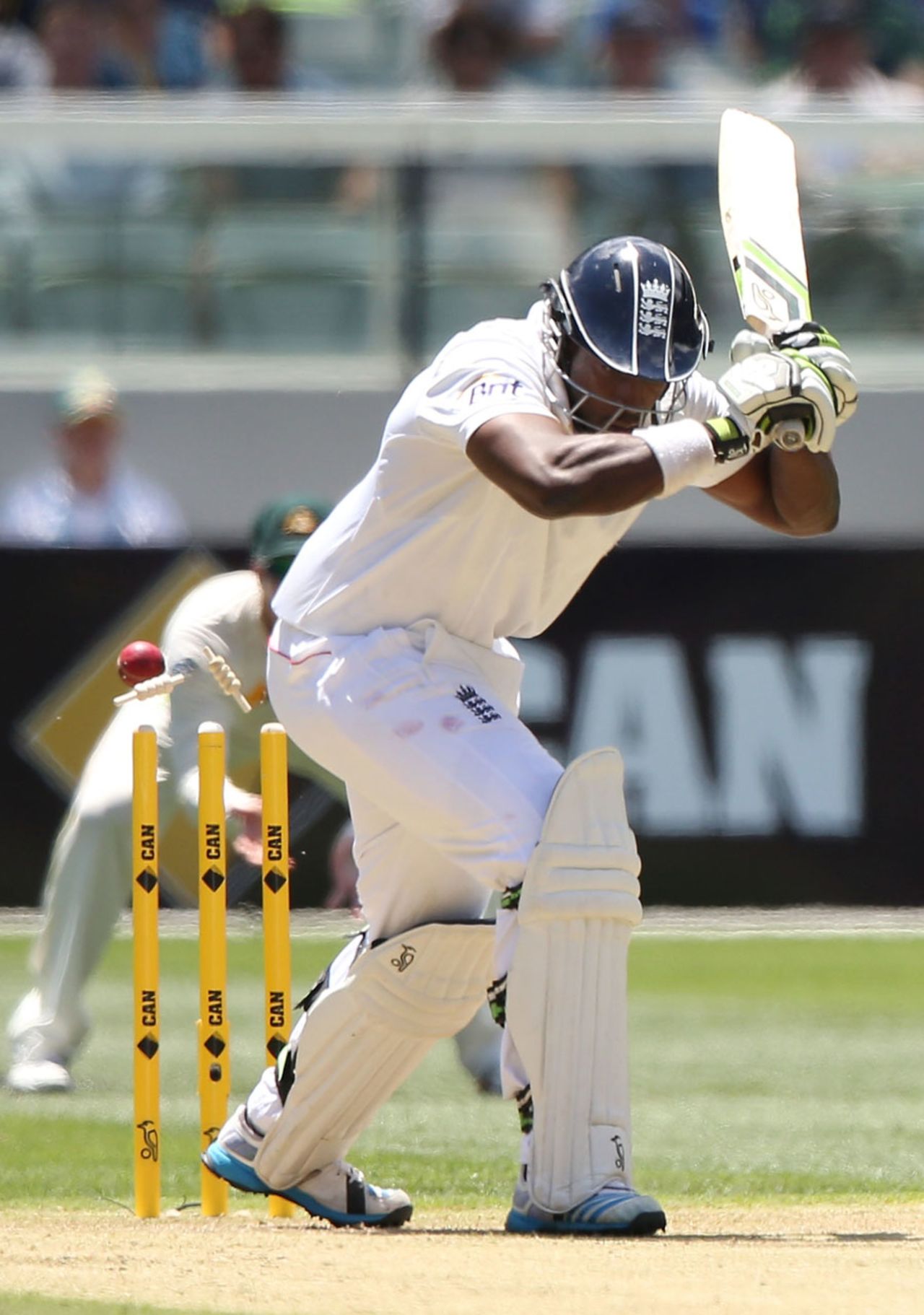 Michael Carberry was bowled attempting to leave, Australia v England, 4th Test, Melbourne, 1st day, December 26, 2013