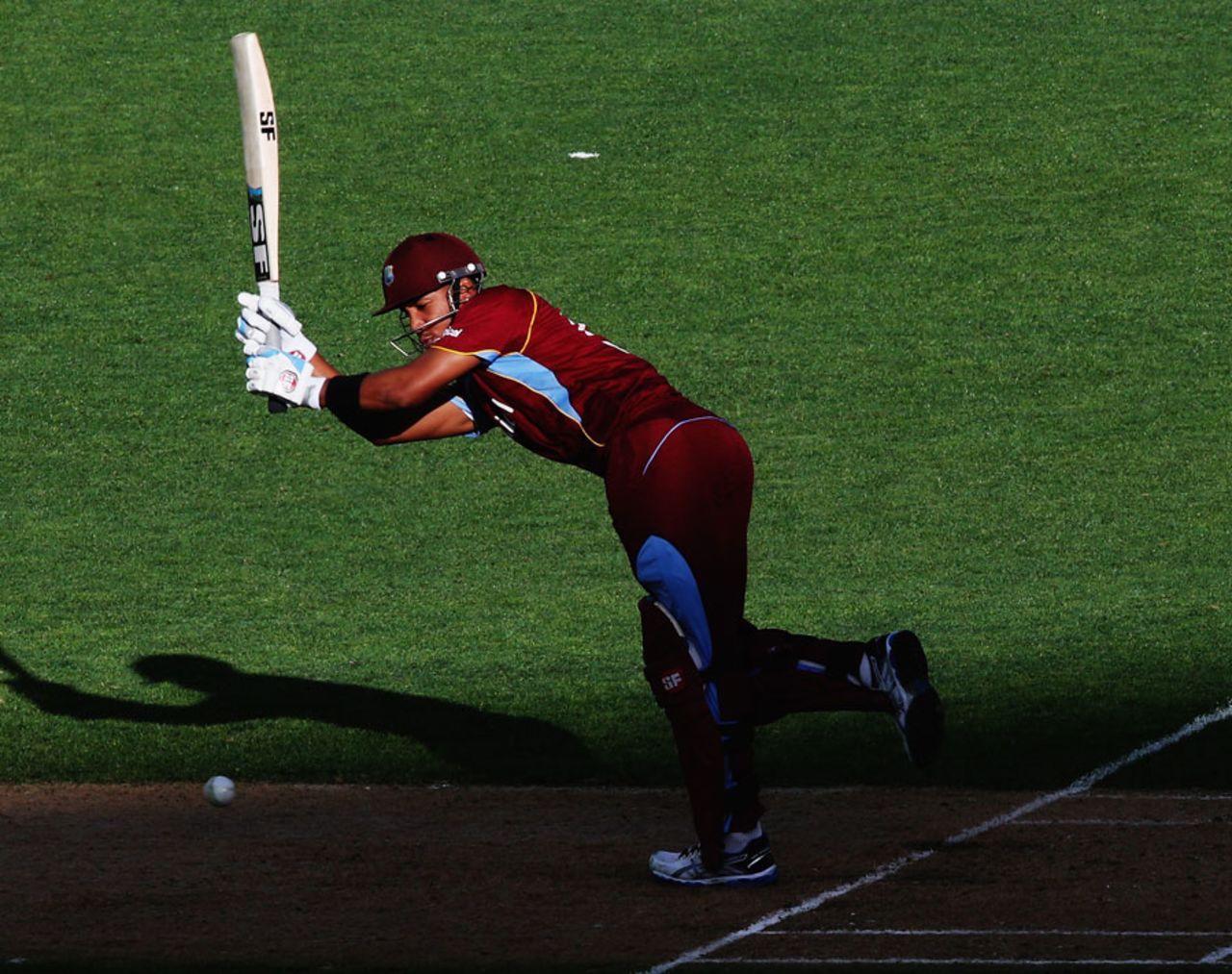 Lendl Simmons flicks the ball off his pads, New Zealand v West Indies, 1st ODI, Auckland, December 26, 2013
