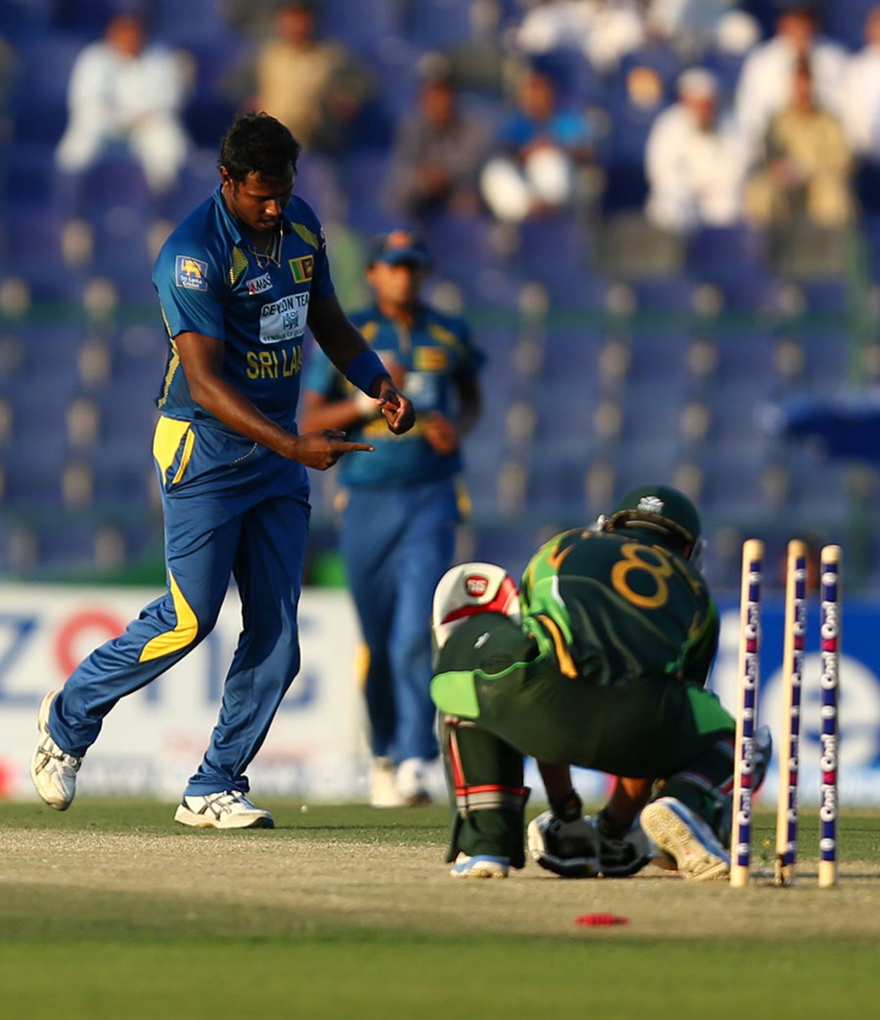 Mohammad Hafeez is bowled by Angelo Mathews, Pakistan v Sri Lanka, 5th ODI, Abu Dhabi, December 27, 2013