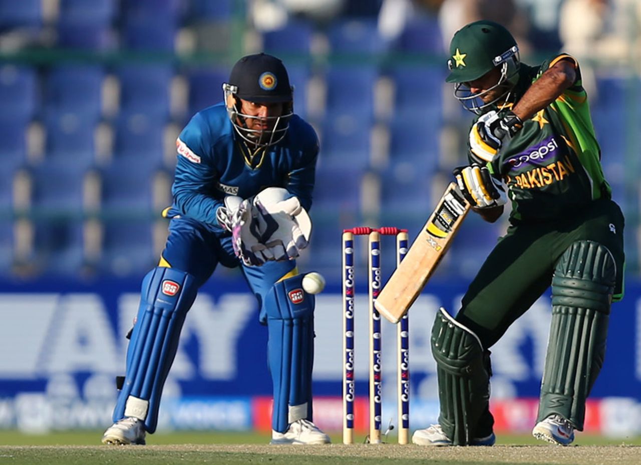 Mohammad Hafeez punches the ball square, Pakistan v Sri Lanka, 5th ODI, Abu Dhabi., December 27, 2013