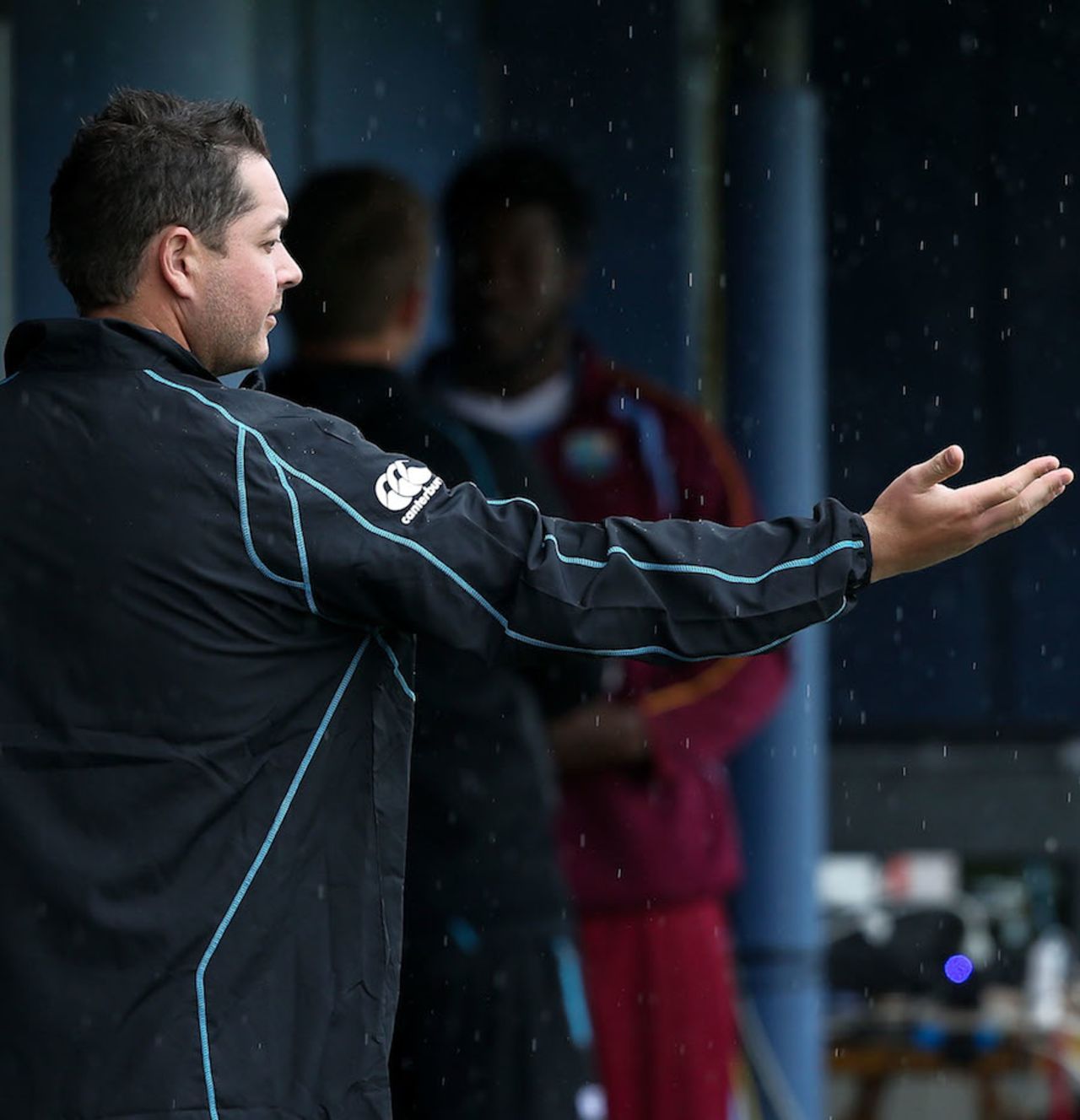 Jesse Ryder checks the rain intensity, New Zealand v West Indies, 2nd ODI, Napier, December 29, 2013