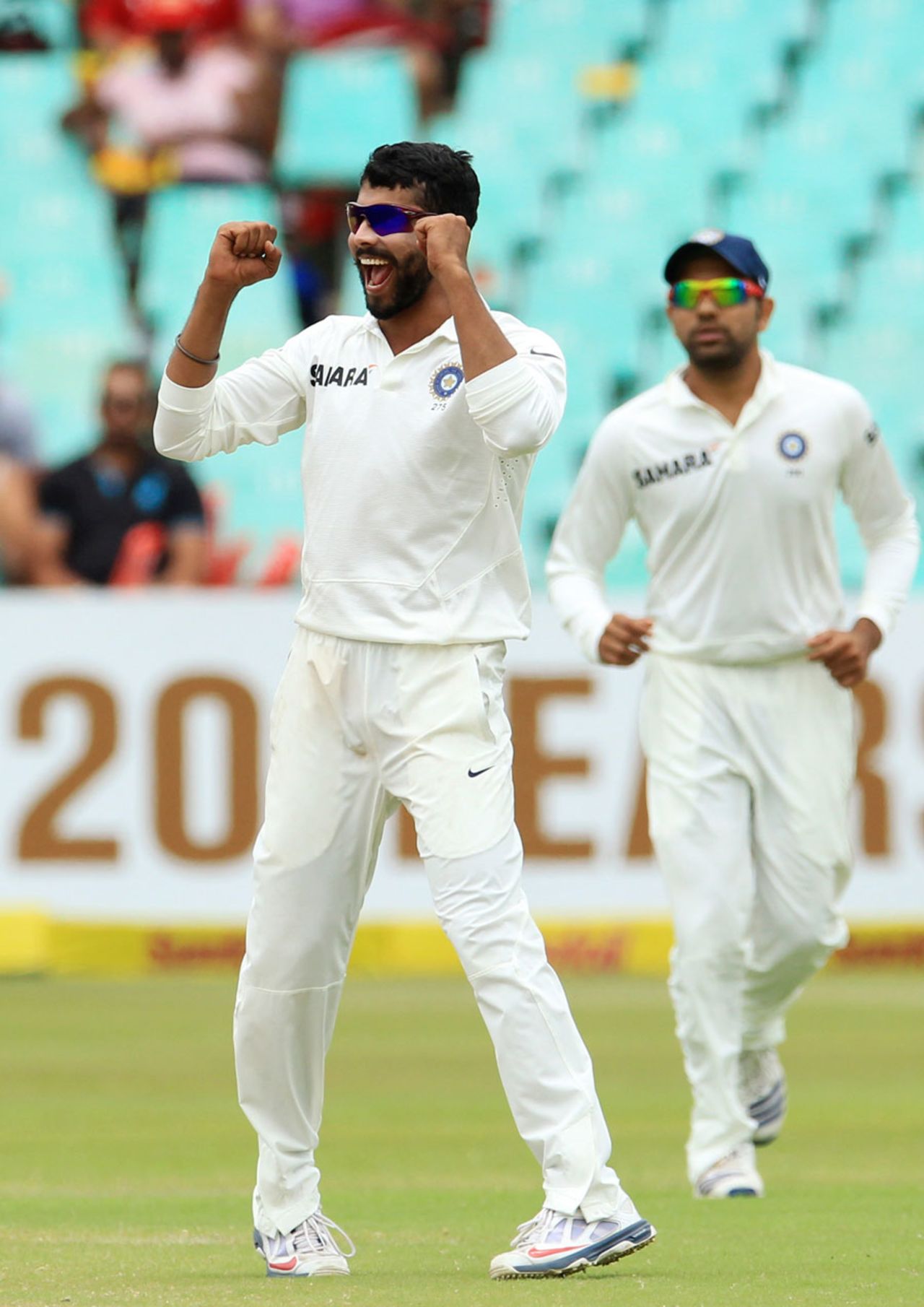Ravindra Jadeja celebrates taking five wickets, South Africa v India, 2nd Test, Durban, 4th day, December 29, 2013