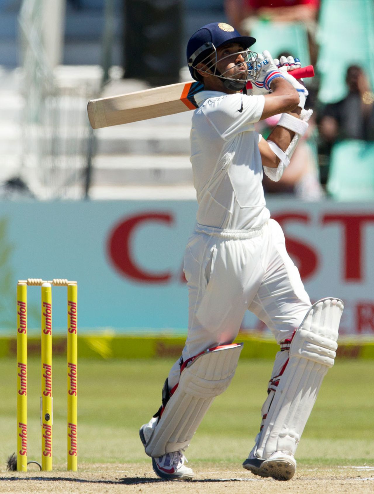 Ajinkya Rahane pulls the ball , South Africa v India, 2nd Test, Durban, 4th day, December 29, 2013