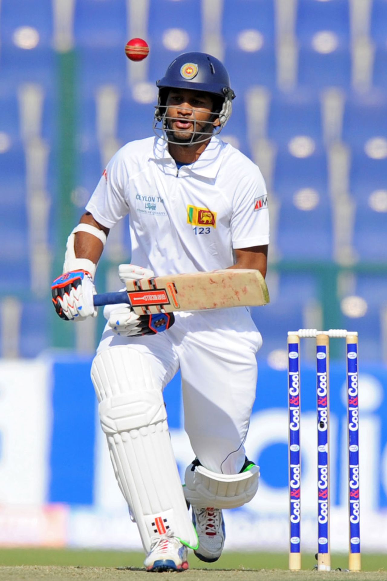 Dimuth Karunaratne struck five fours, Pakistan v Sri Lanka, 1st Test, Abu Dhabi, 1st day, December 31, 2013