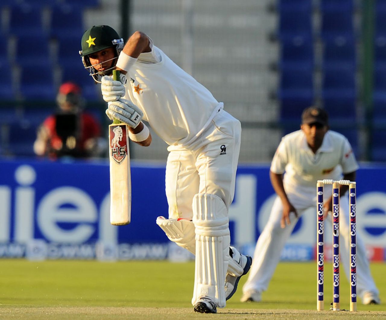 Khurram Manzoor hit four fours, Pakistan v Sri Lanka, 1st Test, Abu Dhabi, 1st day, December 31, 2013