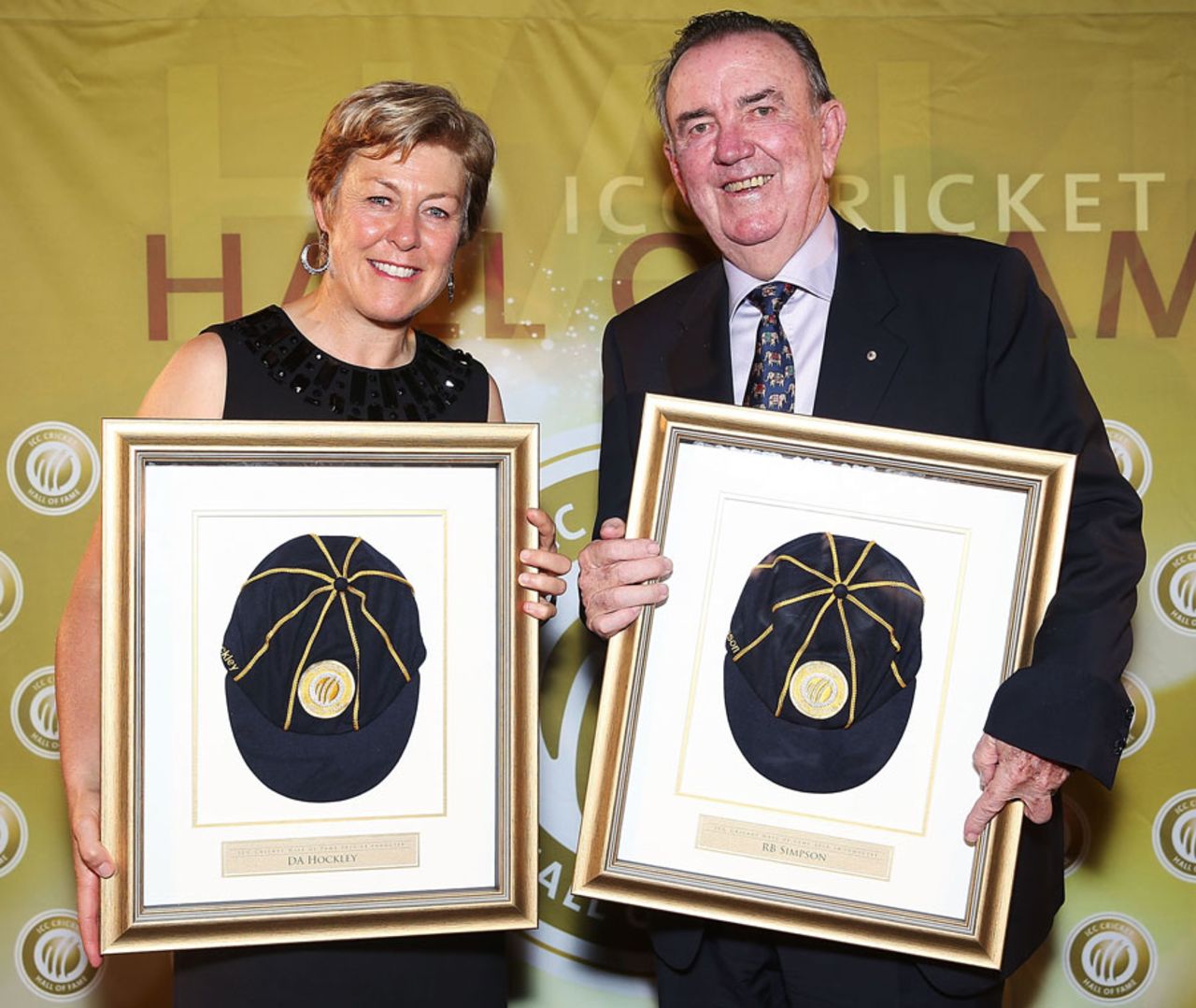 Debbie Hockley and Bob Simpson at the ICC's Hall of Fame Induction, Sydney, January 2, 2014