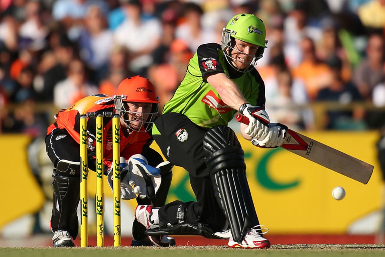 Eoin Morgan struck six fours and two sixes, Perth Scorchers v Sydney Thunder, Big Bash League, Perth, January 3, 2013