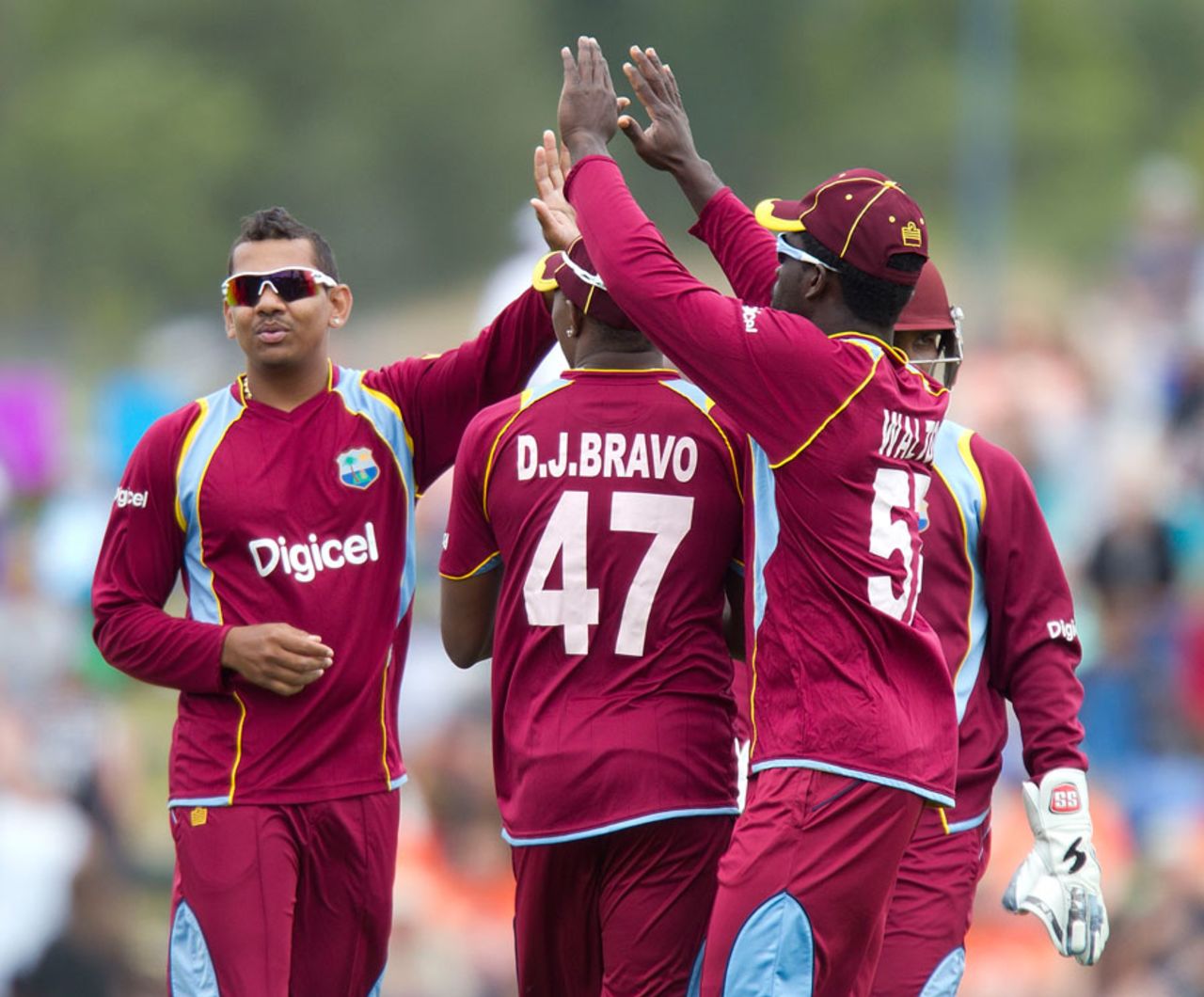 Sunil Narine picked up a wicket in an economical spell, New Zealand v West Indies, 4th ODI, Nelson, January 4, 2014
