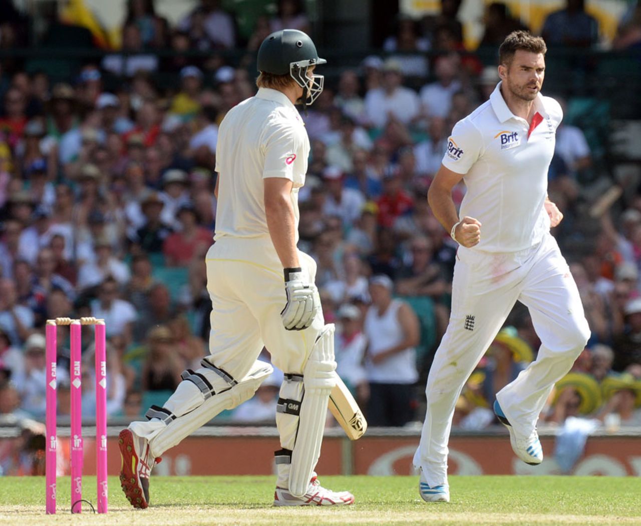 James Anderson took a second wicket removing Shane Watson, Australia v England, 5th Test, Sydney, 2nd day, January 4, 2014