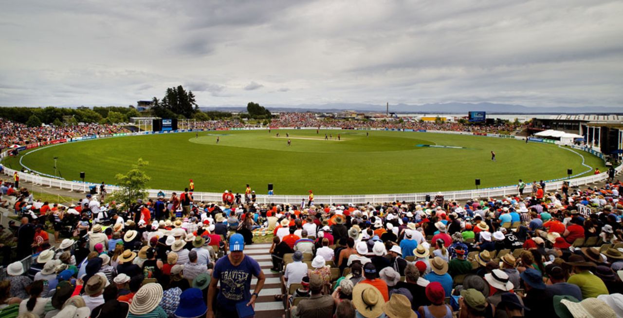 A view of the Saxton Oval in Nelson, New Zealand v West Indies, 4th ODI, Nelson, January 4, 2014
