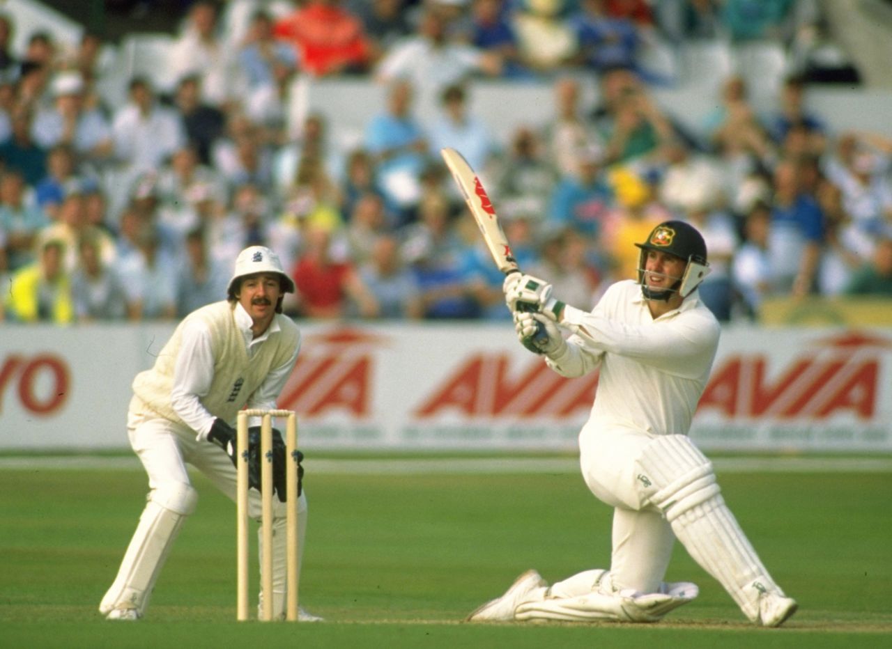 Mark Taylor sweeps on his way to 219, England v Australia, 5th Test, Trent Bridge, 1st day, August 10, 1989