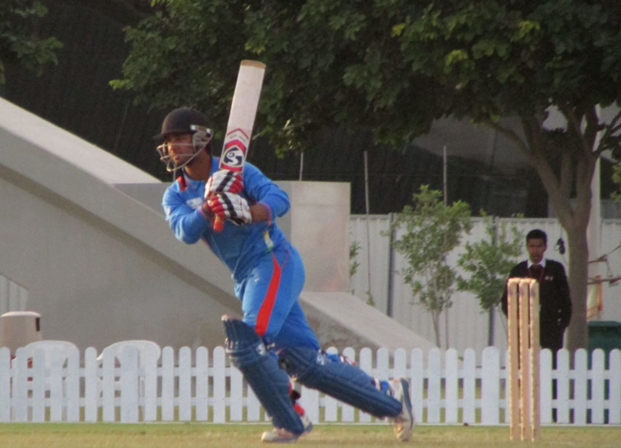 Ankush Bains plays one to the leg side, India Under-19 v Sri Lanka Under-19, Under-19 Asia Cup, semi-final, Dubai, January 2, 2014