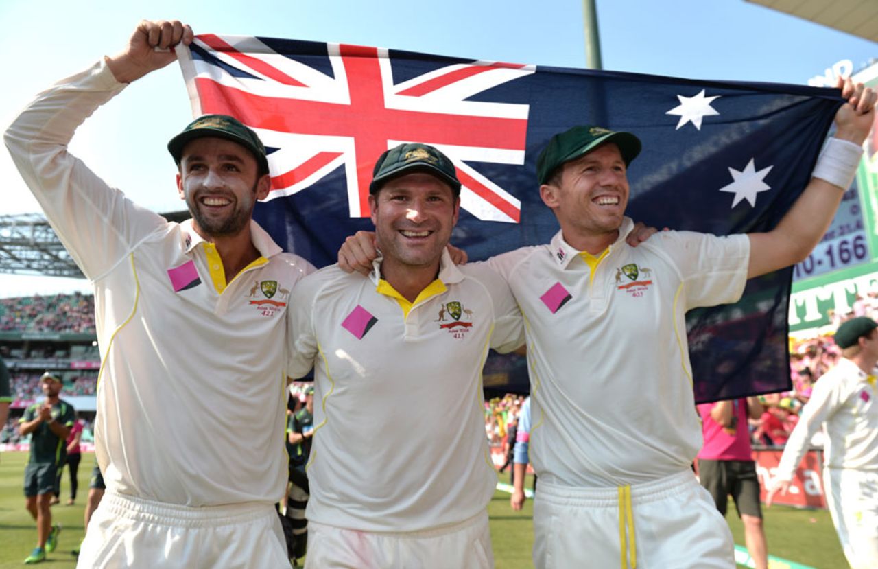 Three quarters of Australia's hugely successful attack, Australia v England, 5th Test, Sydney, 3rd day, January 5, 2014
