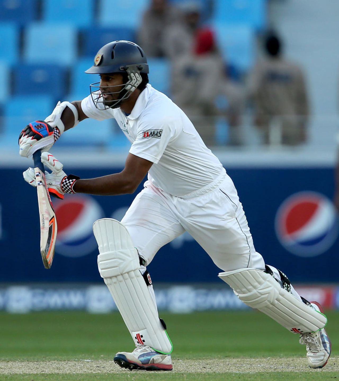 Dimuth Karunaratne fell for 32, Pakistan v Sri Lanka, 2nd Test, Dubai, 1st day, January 8, 2014