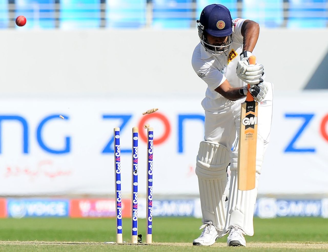 Prasanna Jayawardene was bowled for 9, Pakistan v Sri Lanka, 2nd Test, Dubai, 3rd day, January 10, 2014
