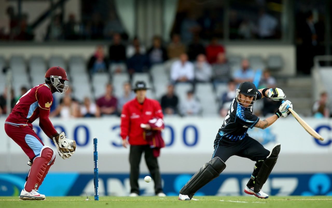 Brendon McCullum steers one on the off side, New Zealand v West Indies, 1st T20, Auckland, January 11, 2014