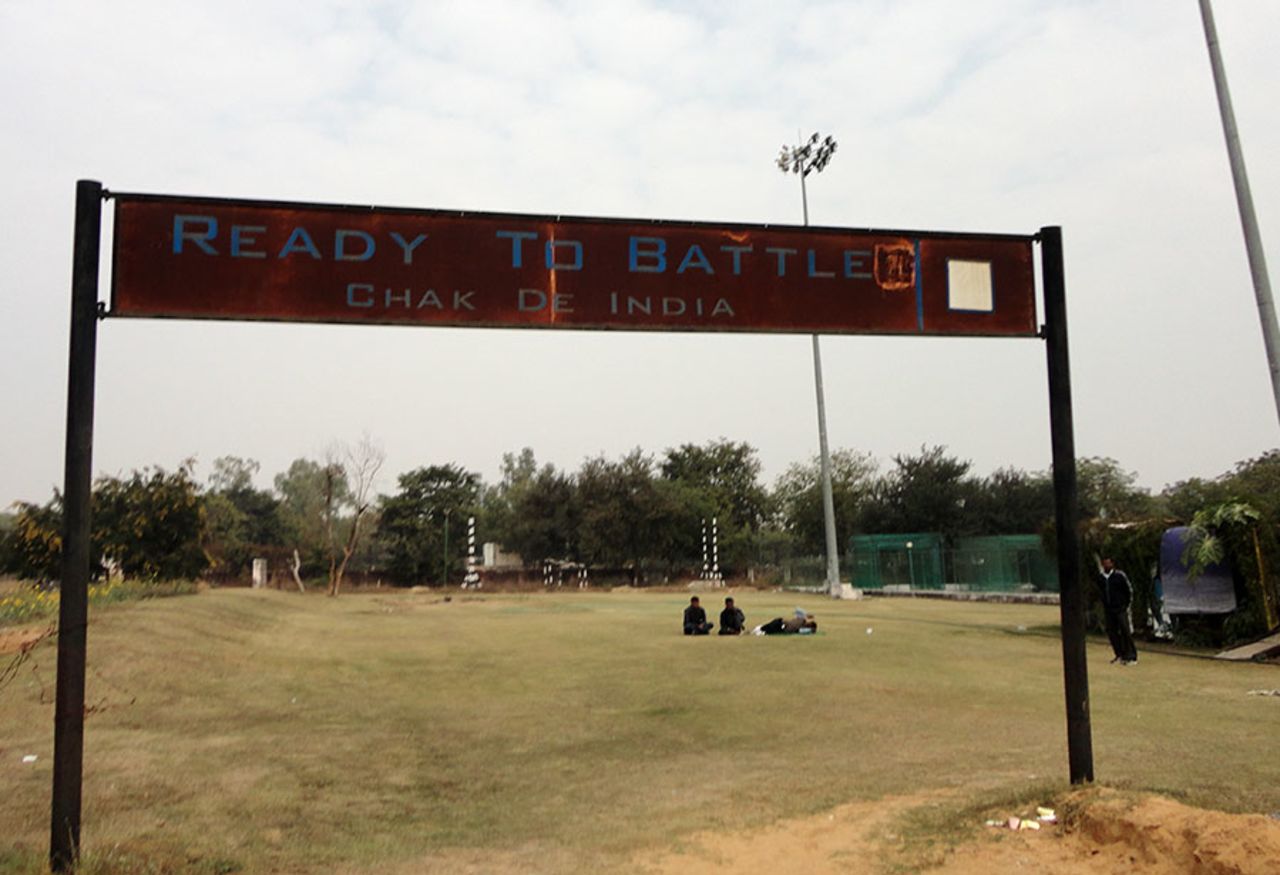 A rusty sign greets visitors to the RCA Academy, Jaipur, January 7, 2014