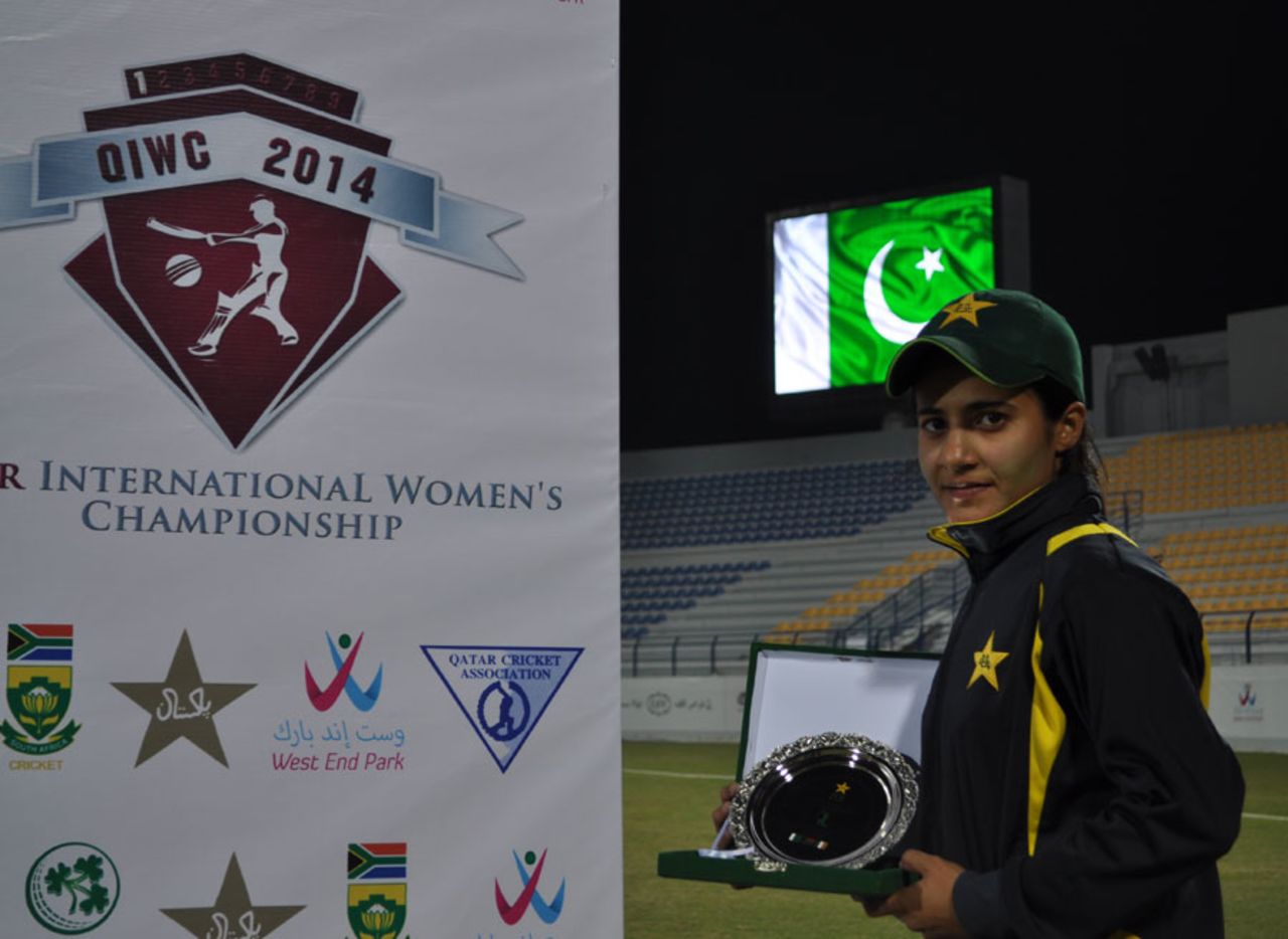Javeria Khan was Player of the Match for her unbeaten 51, Ireland v Pakistan women, PCB Qatar Women's 50-over Tri-Series, Doha, January 13, 2014