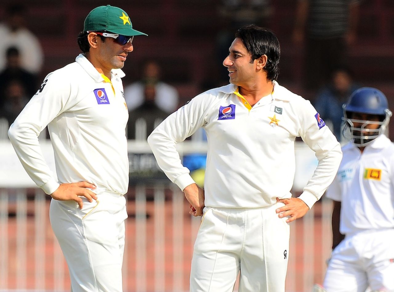 Saeed Ajmal had a review turned down, Pakistan v Sri Lanka, 3rd Test, Sharjah, 1st day, January 16, 2014