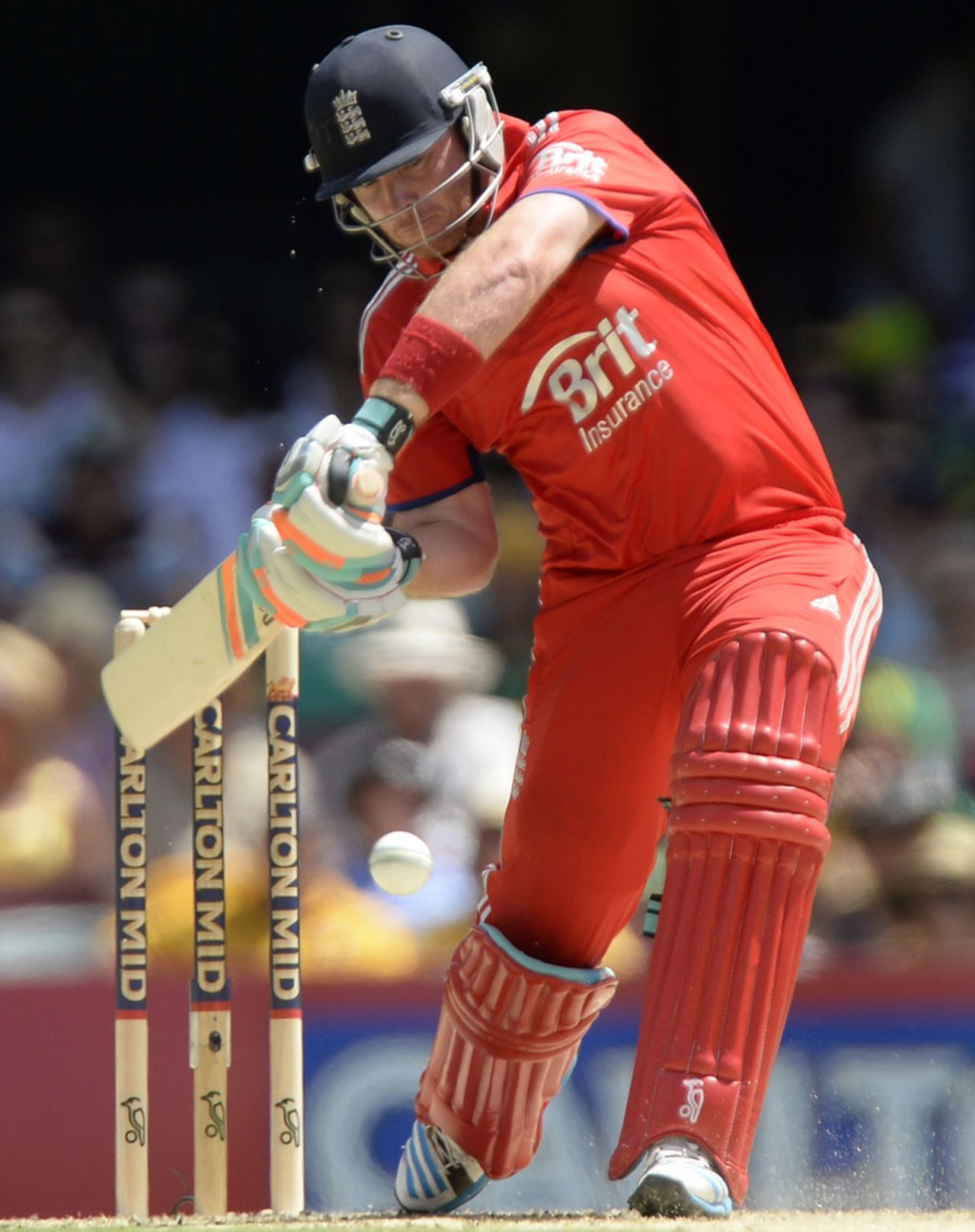 Ian Bell looks to hit through the off side, Australia v England, 2nd ODI, Gabba, January 17, 2014