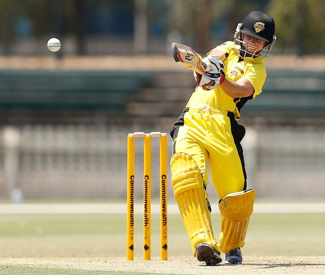 Nicole Bolton attacks the leg side during her 47-ball 46, CA Chairman's Women's XI v England Women, Melbourne, January 17, 2014