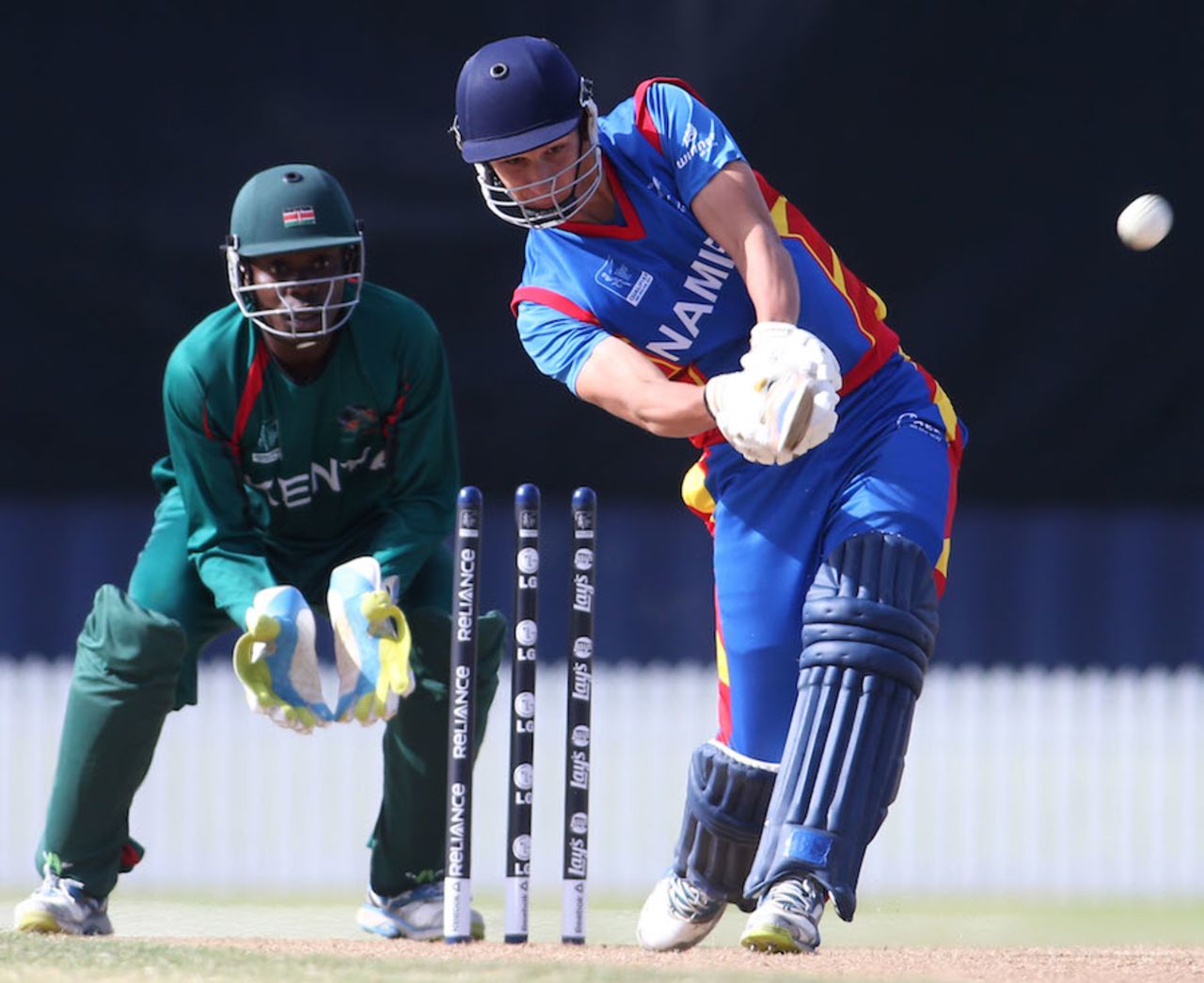 JJ Smit smashes one down the ground, Kenya v Namibia, World Cup 2015 qualifiers, Mount Maunganui, January 17, 2014