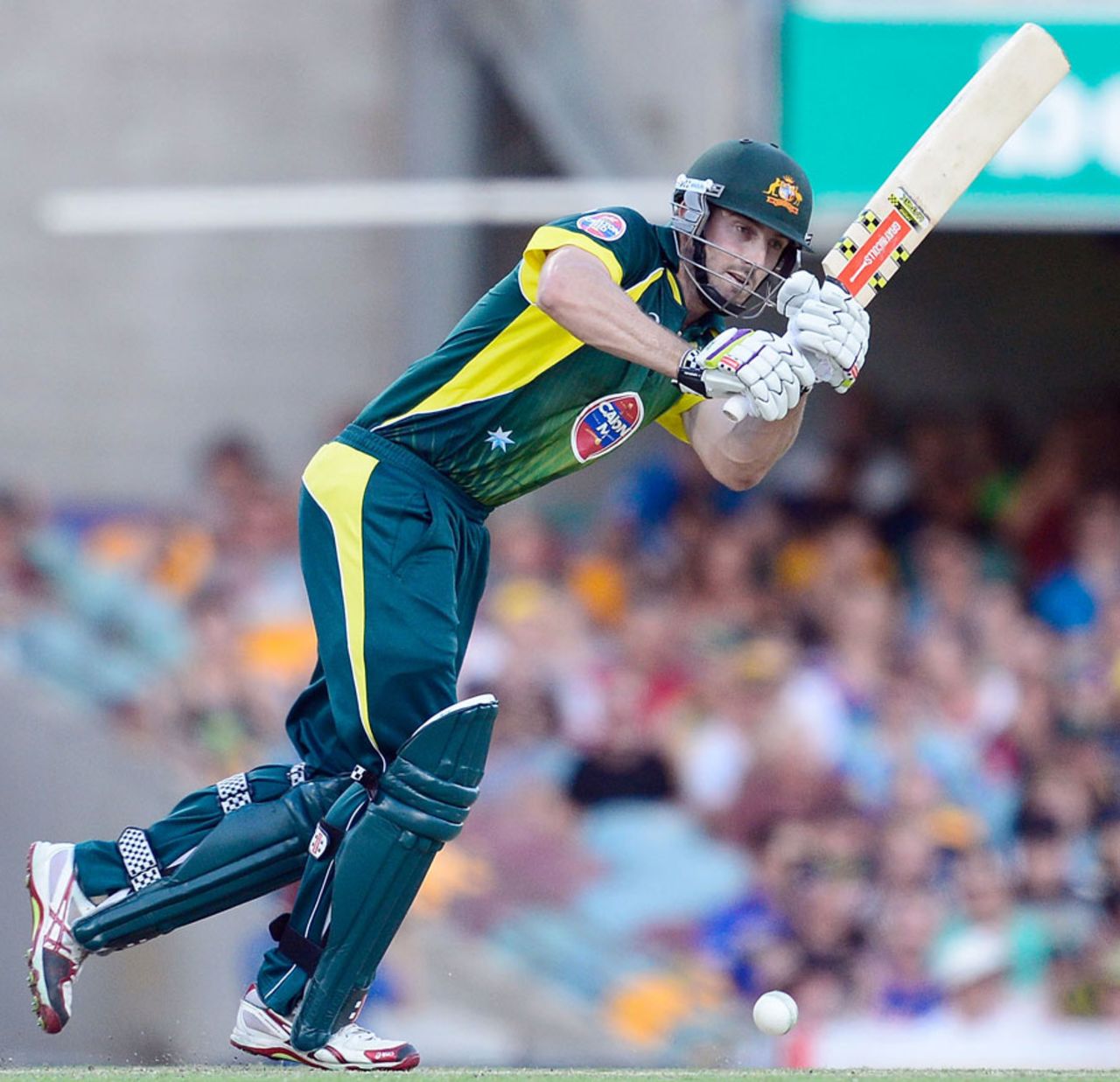 Shaun Marsh works one away to the leg side, Australia v England, 2nd ODI, Gabba, January 17, 2014