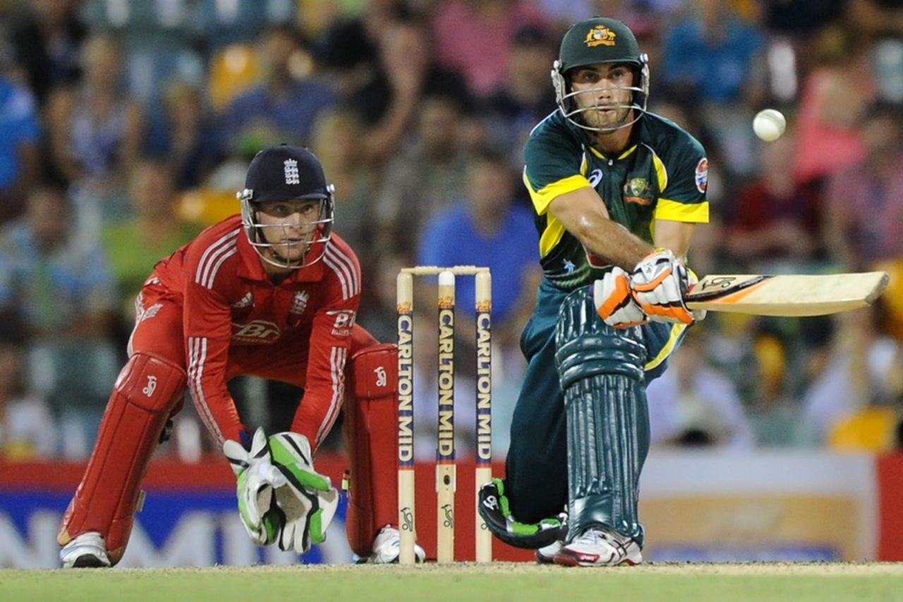 Glenn Maxwell used reverse shots to good effect during his half-century, Australia v England, 2nd ODI, Gabba, January 17, 2014
