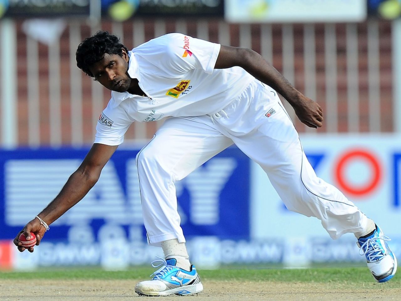 Shaminda Eranga fields, Pakistan v Sri Lanka, 3rd Test, Sharjah, 3rd day, January 18, 2014
