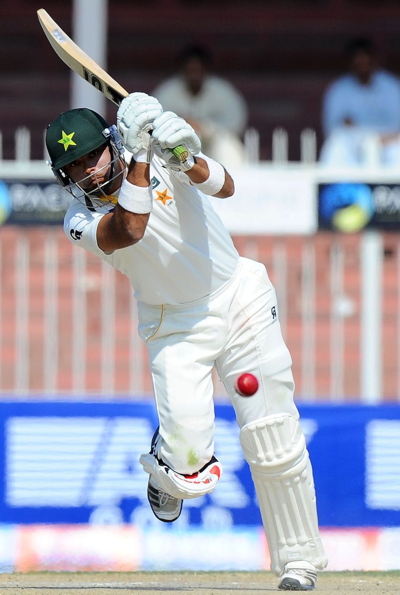 Khurram Manzoor hits through the off side, Pakistan v Sri Lanka, 3rd Test, Sharjah, 5th day, January 20, 2014