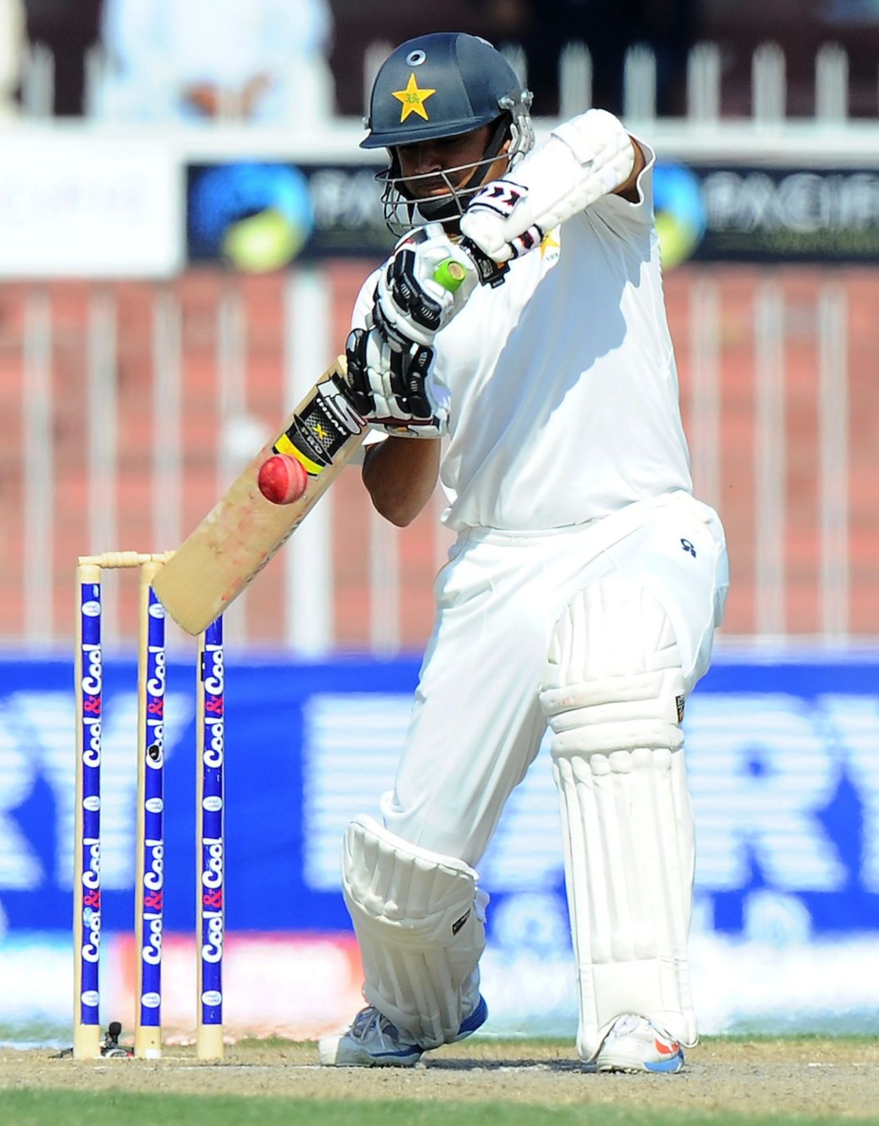 Azhar Ali looks to guide the ball, Pakistan v Sri Lanka, 3rd Test, Sharjah, 5th day, January 20, 2014