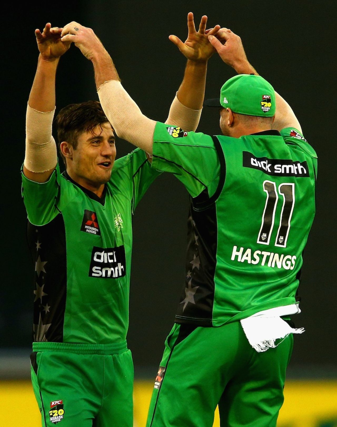 Marcus Stoinis took two wickets in consecutive balls, Melbourne Stars v Hobart Hurricanes, Big Bash League, Melbourne, January 21, 2014