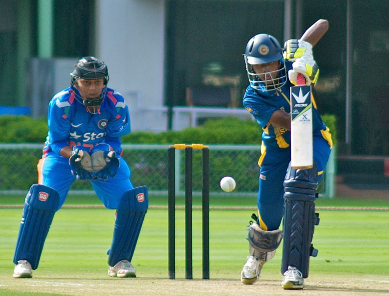 Yasoda Mendis drives one on the up, India v Sri Lanka, 2nd women's ODI, Visakhapatnam, January 21, 2014