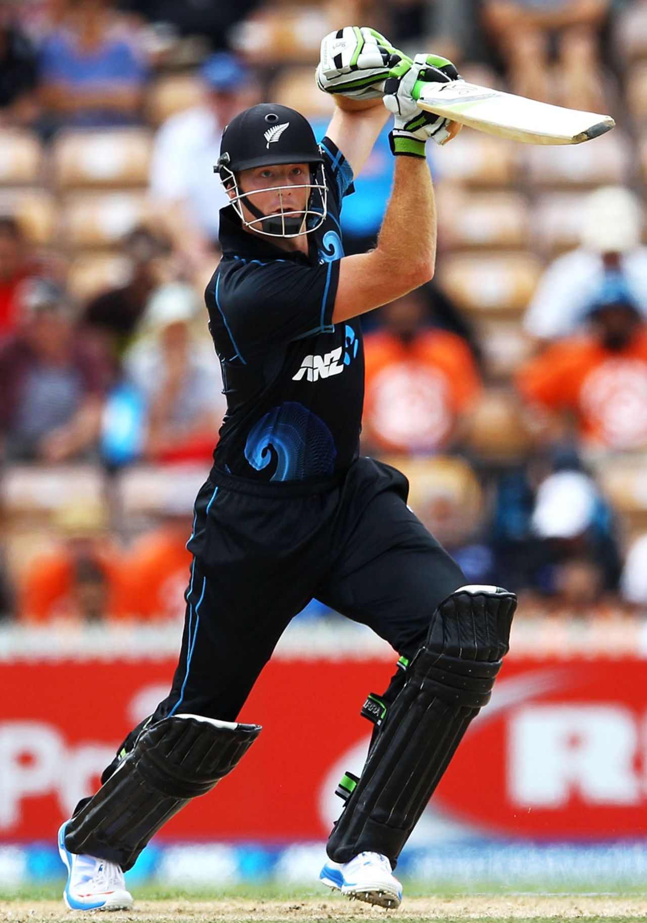 Martin Guptill eases one through the off side, New Zealand v India, 2nd ODI, Hamilton, January 22, 2014