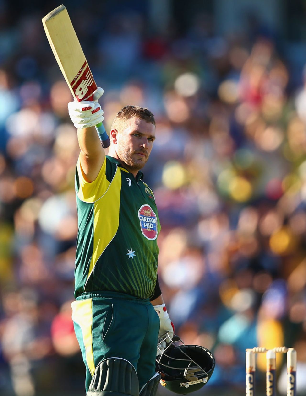 Aaron Finch made his second hundred of the series, Australia v England, 4th ODI, Perth, January 24, 2014