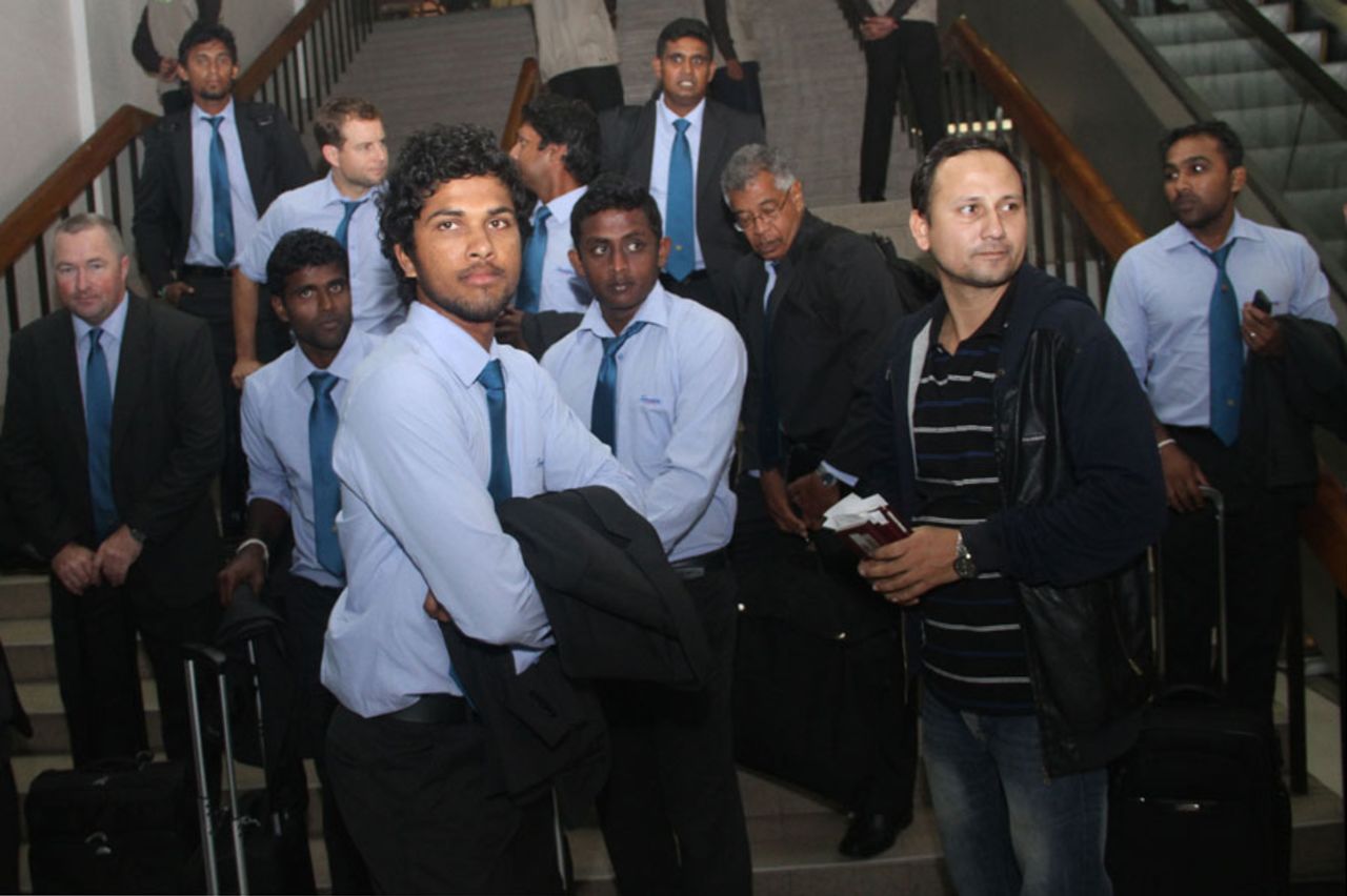 The Sri Lanka team arrive in Dhaka for their series against Bangladesh, Dhaka, January 24, 2014