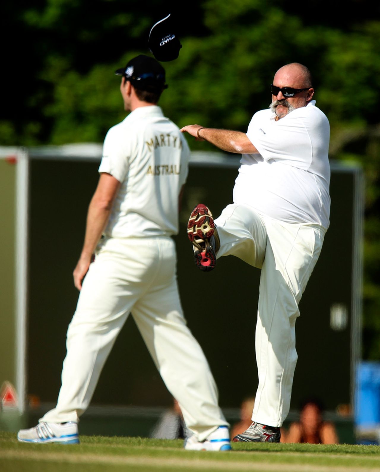 Merv Hughes vents his frustrations during a charity T20 match, Cirencester Cricket Club, June 9, 2013