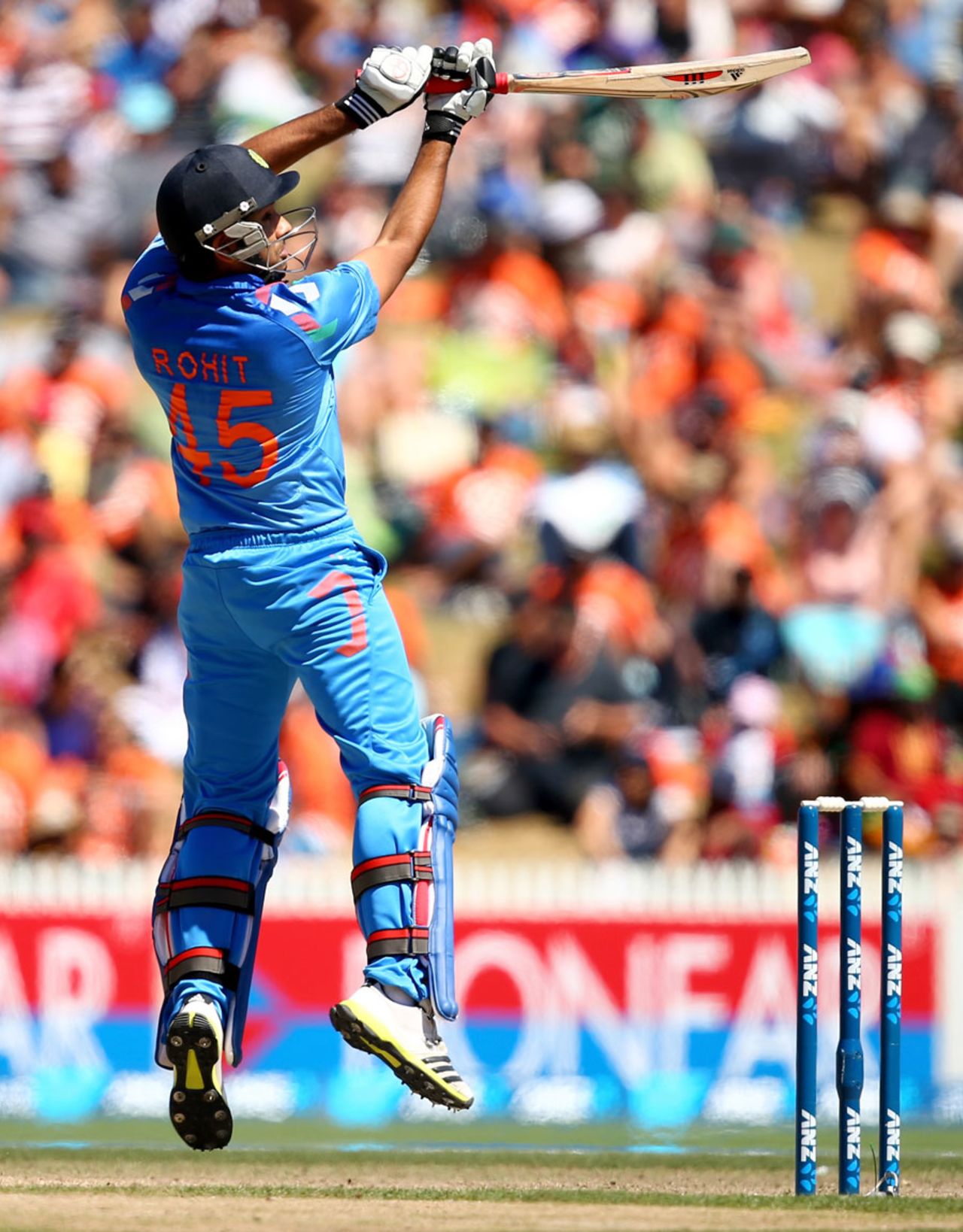 Rohit Sharma plays off his toes, New Zealand v India, 4th ODI, Hamilton, January 28, 2014