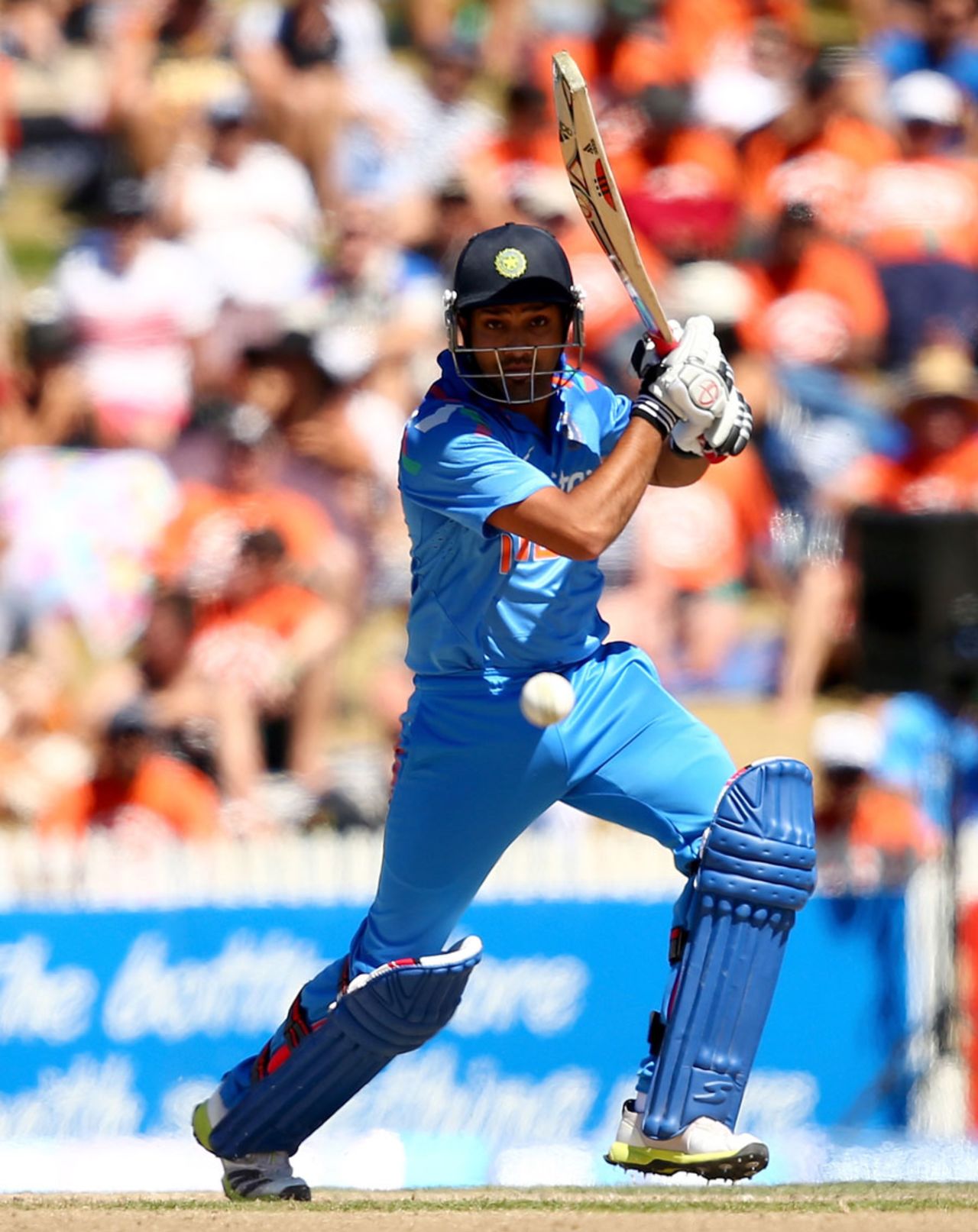 Rohit Sharma attacks the off side, New Zealand v India, 4th ODI, Hamilton, January 28, 2014