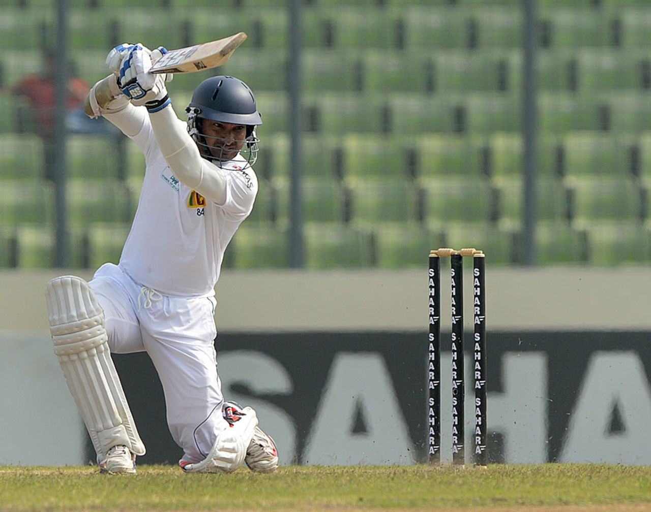 Kumar Sangakkara plays a glorious cover drive, Bangladesh v Sri Lanka, 1st Test, Mirpur, 2nd day, January 28, 2014