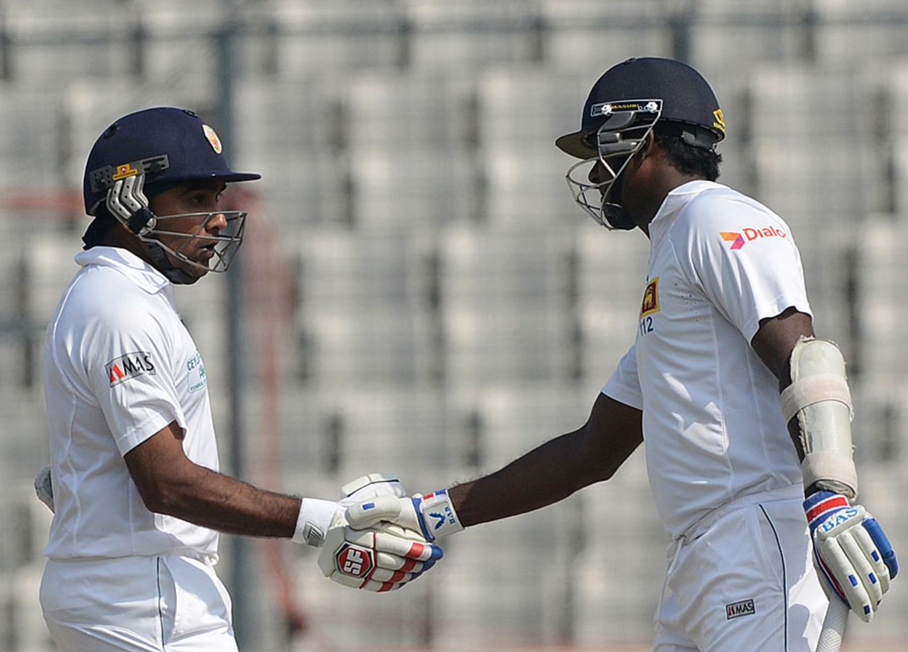 Mahela Jayawardene and Angelo Mathews added 179 for the sixth wicket, Bangladesh v Sri Lanka, 1st Test, Mirpur, 3rd day, January 29, 2014